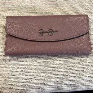 Jessica Simpson Maroon Leather Slim Wallet